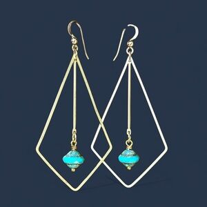 Geometric Turquoise Saucer Pendulum Earrings